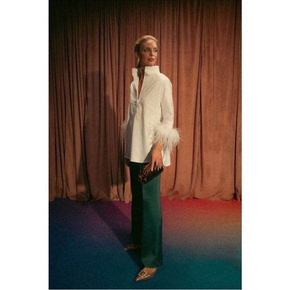 Tuckernuck Erin High Rise Wide Leg Trousers | XS | Deep Green Dress Pants NWT - Picture 4 of 7